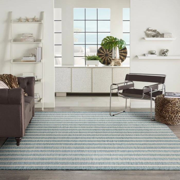 Nourison Positano Aqua Ivory POS03 8 ft. X 10 ft. Rect. Rug