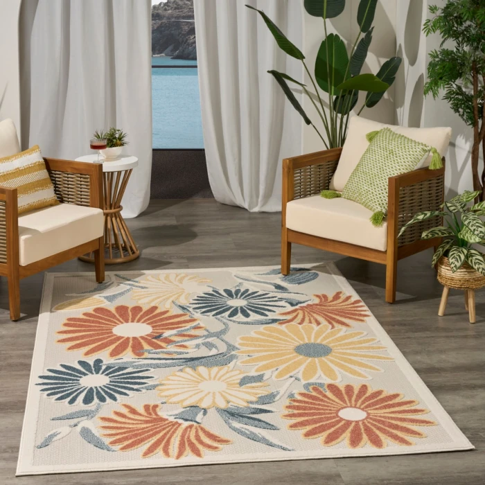 Nourison Aloha Ivory Rose ALH33 5 ft. 3 in. X 7 ft. 5 in. Rect. Rug