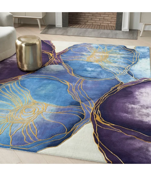 Nourison Prismatic Blue Gold PRS32 4 ft. X 6 ft. Rect. Rug