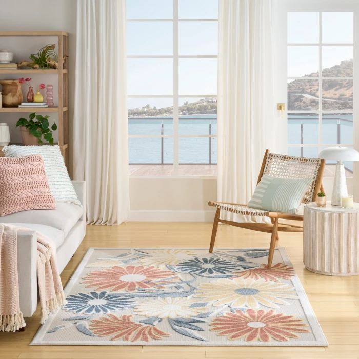 Nourison Aloha Ivory Rose ALH33 3 ft. 6 in. X 5 ft. 6 in. Rect. Rug