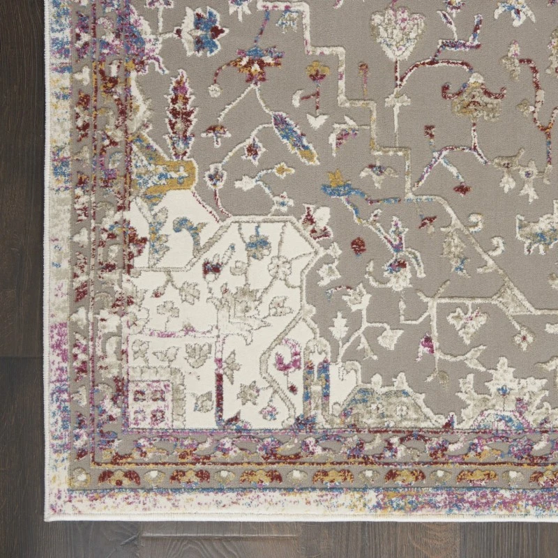 Nourison Melody Grey Multicolor MEL03 2ft.2in. x 7ft.6in. Rect. Rug