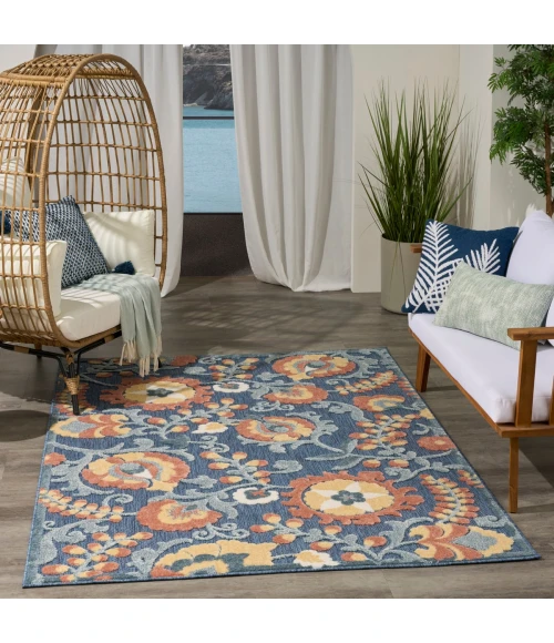 Nourison Aloha Blue Rose ALH17 3 ft. 6 in. X 5 ft. 6 in. Rect. Rug