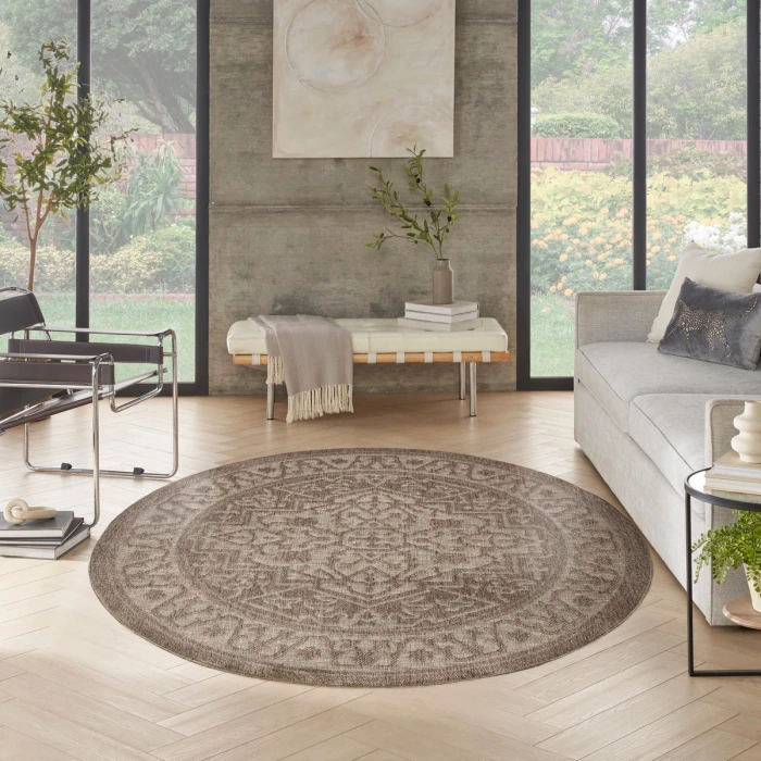 Nourison Tulum Brown TLM05 8 ft. X Round Rug
