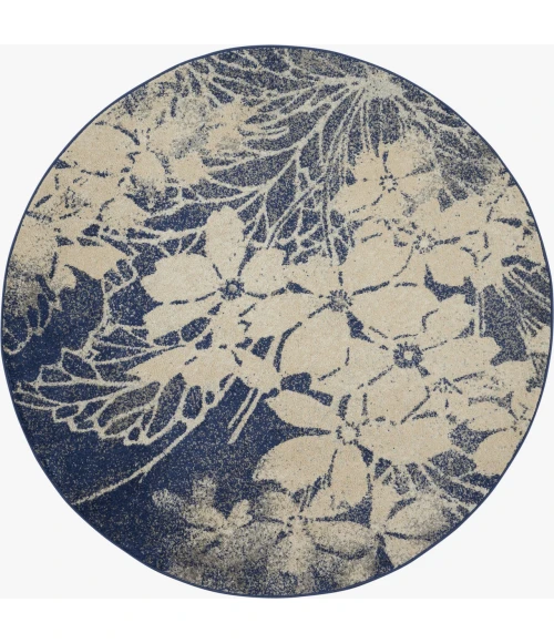 Nourison Home Tranquil Navy TRA08 5ft.3in. x Round Round Rug