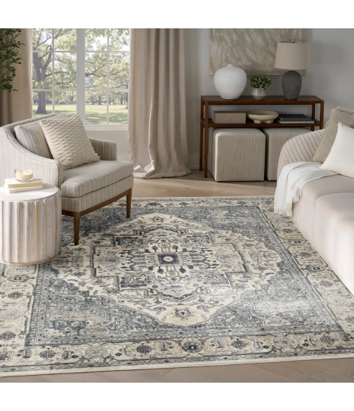 Nourison Quarry Ivory Navy QUA18 8 ft. X 10 ft. Rect. Rug