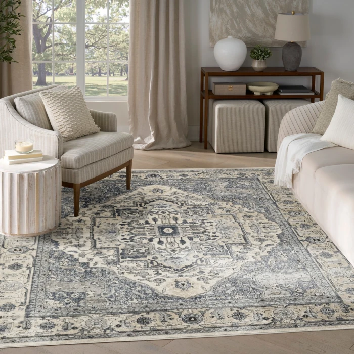 Nourison Quarry Ivory Navy QUA18 8 ft. X 10 ft. Rect. Rug
