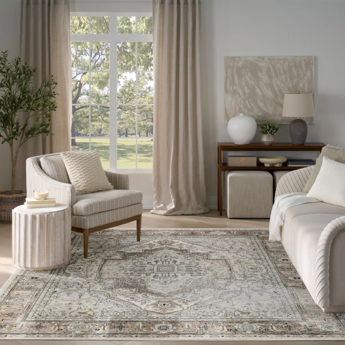 Nourison Quarry Ivory Grey Taupe QUA18 8 ft. X 10 ft. Rect. Rug
