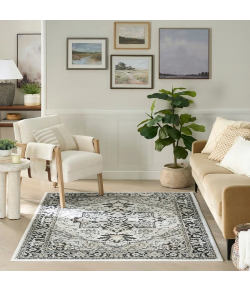 Nourison Dekor Ivory Charcoal DEK08 4 ft. X 6 ft. Rect. Rug