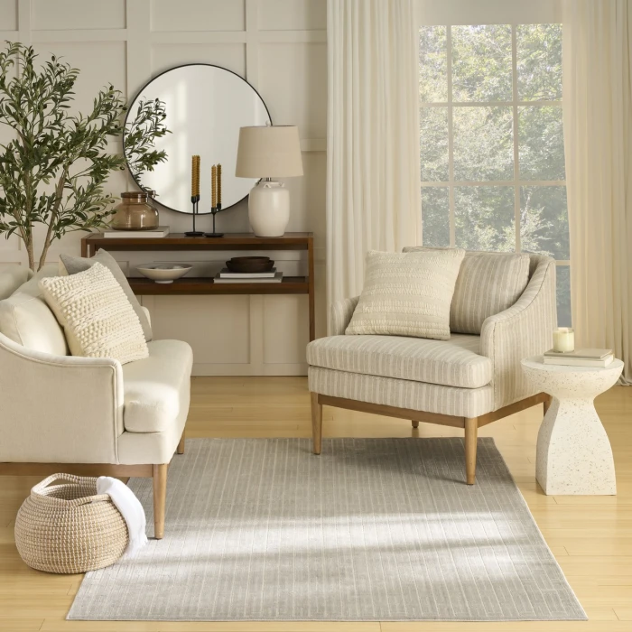 Nourison Home Washable Charm Grey WCH02 5ft. x 7ft. Rect. Rug