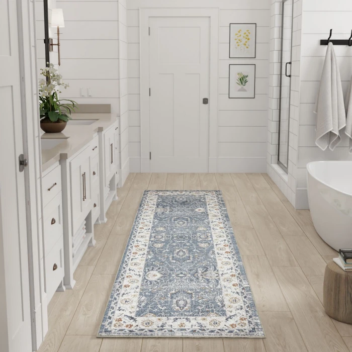 Nourison Astra Machine Washable Blue ASW20 2 ft. 2 in. x 8 ft. Rect. Rug