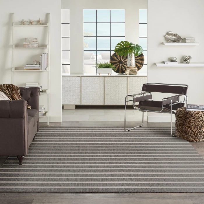 Nourison Positano Charcoal Ivory POS03 9 ft. X 12 ft. Rect. Rug