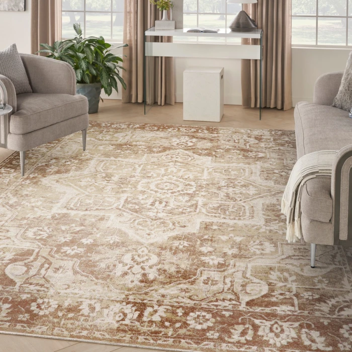 Nourison Astra Machine Washable Rust ASW12 7 ft. 10 in. X 10 ft. Rect. Rug