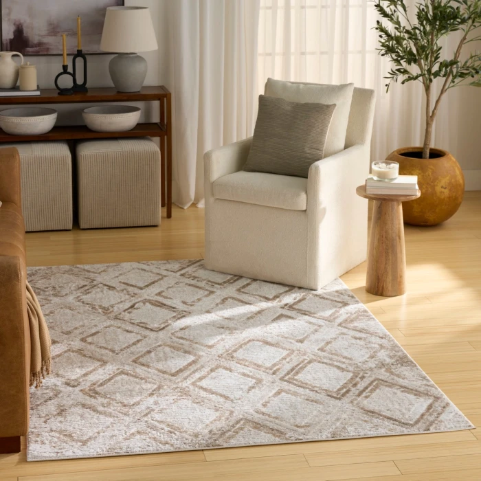 Nourison Dekor Ivory Taupe DEK05 5 ft. 3 in. X 7 ft. Rect. Rug