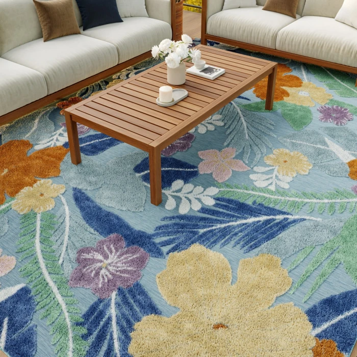 Nourison Home Suncoast Blue SNC01 7ft.10in. x 9ft.10in. Rect. Rug