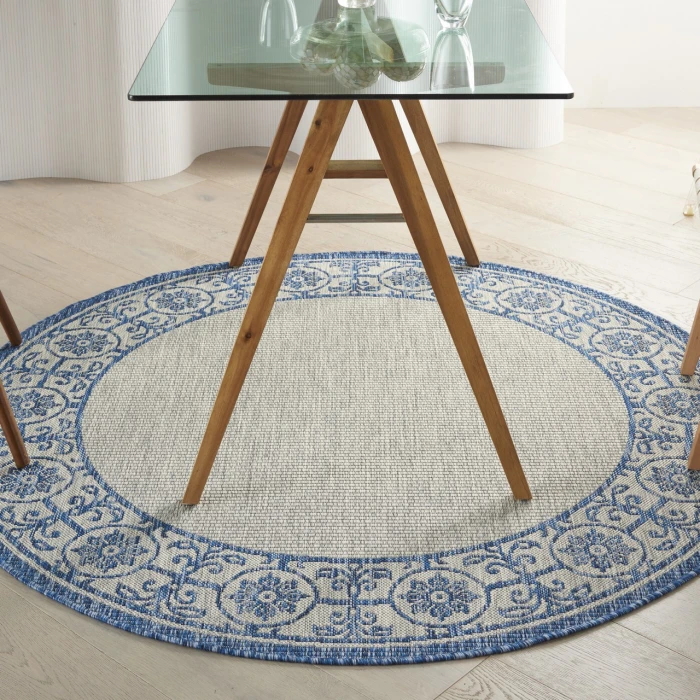 Nourison Country Side Ivory Blue CTR03 5ft.3in. x Round Rug