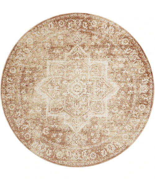 Nourison Home Astra Machine Washable Brown ASW12 7ft.10in. x Round Round Rug