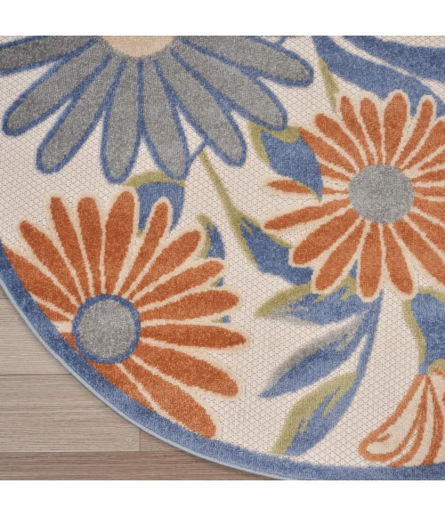 Nourison Aloha Beige Multicolor ALH33 5 ft. 3 in. X Round Rug