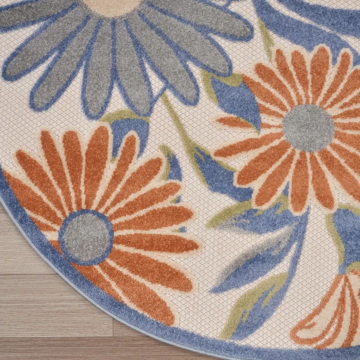 Nourison Aloha Beige Multicolor ALH33 5 ft. 3 in. X Round Rug