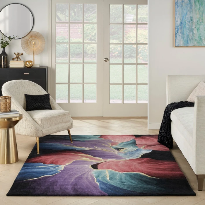Nourison Prismatic Black PRS34 6 ft. X 8 ft. Rect. Rug