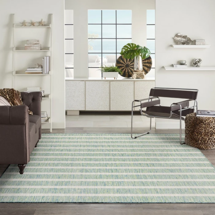 Nourison Positano Blue Green Ivory POS03 8 ft. X 10 ft. Rect. Rug