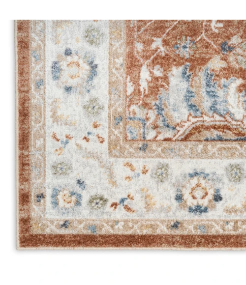 Nourison Astra Machine Washable Rust Ivory ASW20 2 ft. 2 in. x 8 ft. Rect. Rug