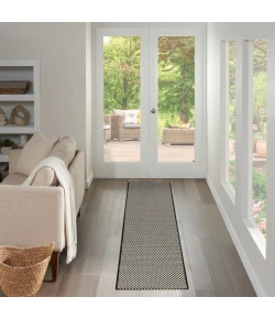 Nourison Home Courtyard COU01 Black White 2 ft. X 6 ft. Area Rug