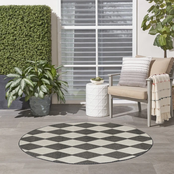 Nourison Positano Black POS04 6ft. Round Rug
