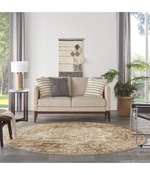 Nourison Home Astra Machine Washable Brown ASW12 5ft.3in. x Round Round Rug