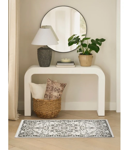 Nourison Dekor Ivory Charcoal DEK08 2 ft. x 4 ft. Rect. Rug