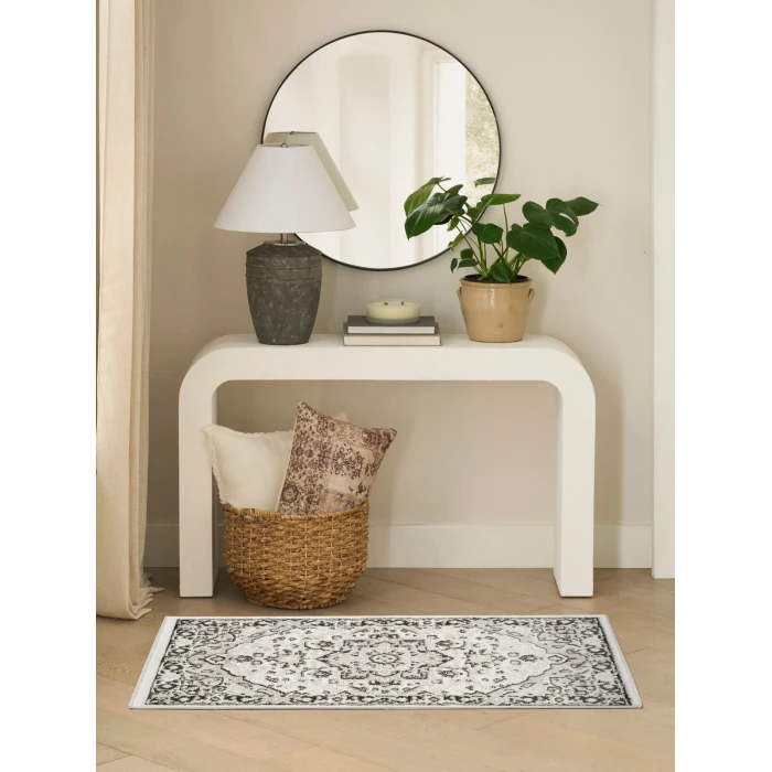 Nourison Dekor Ivory Charcoal DEK08 2 ft. x 4 ft. Rect. Rug
