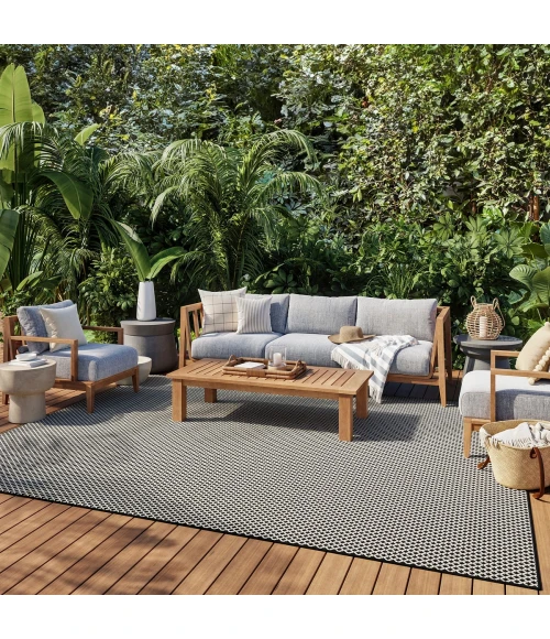 Nourison Courtyard Black White COU01 8 ft. X 10 ft. Rect. Rug