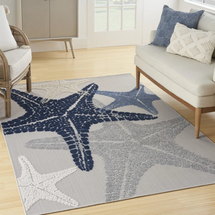 Nourison Aloha Grey Multicolor ALH28 3ft.6in. x 5ft.6in. Rect. Rug