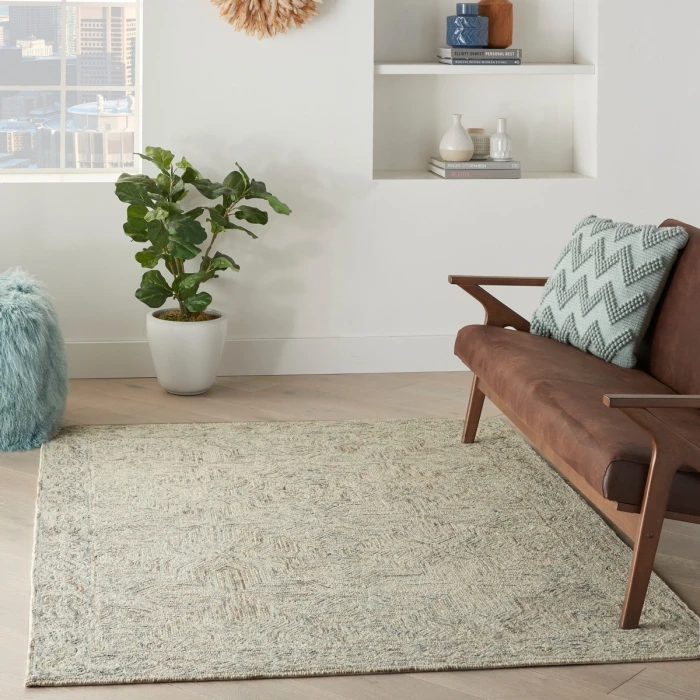 Nourison Interlock Blue Ivory ITL03 5 ft. X 8 ft. Rect. Rug