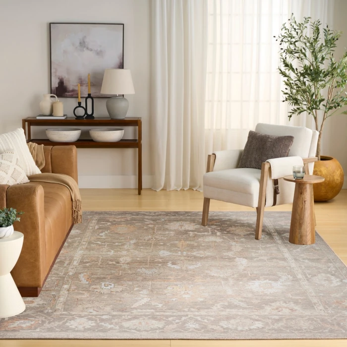 Nourison Vintage Washables Grey VWS09 7 ft. 10 in. X 9 ft. 10 in. Rect. Rug