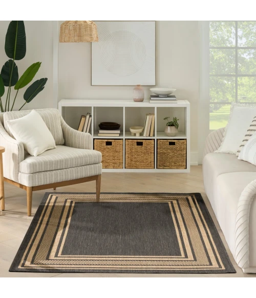Nourison Horizon Indoor/Outdoor Charcoal HOZ03 4 ft. X 6 ft. Rect. Rug