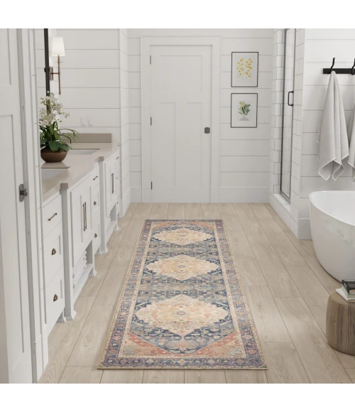 Nourison Vintage Washables Blue Coral VWS13 2 ft. 2 in. X 8 ft. Rect. Rug