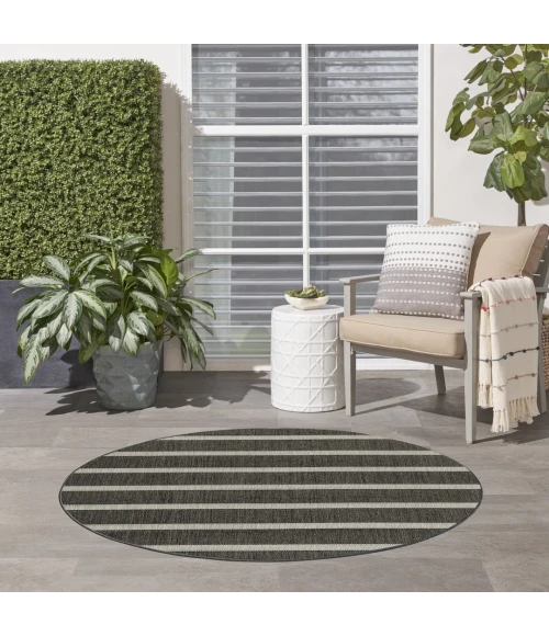 Nourison Positano Black Ivory POS03 5ft. Round Rug