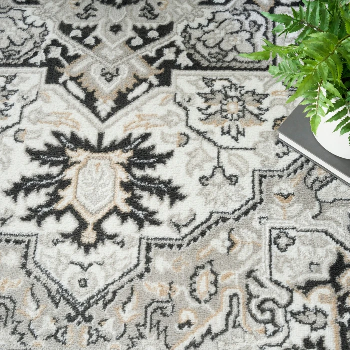 Nourison Dekor Ivory Charcoal DEK08 4 ft. X 6 ft. Rect. Rug