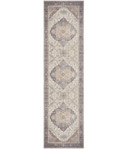 Nourison Home Vintage Washables VWS13 Ivory Purple 2 ft. 2 in. X 8 ft. Area Rug
