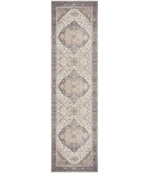 Nourison Vintage Washables Ivory Purple VWS13 2 ft. 2 in. X 8 ft. Rect. Rug