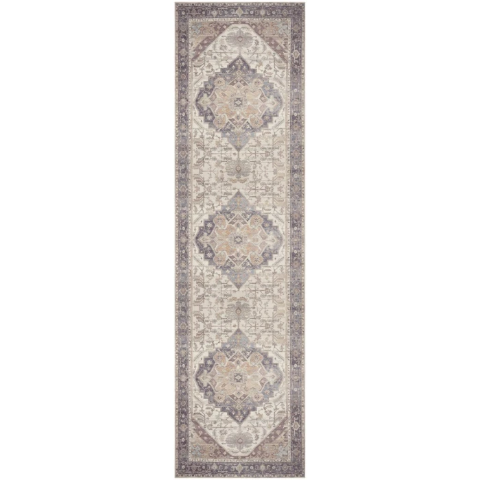 Nourison Vintage Washables Ivory Purple VWS13 2 ft. 2 in. X 8 ft. Rect. Rug