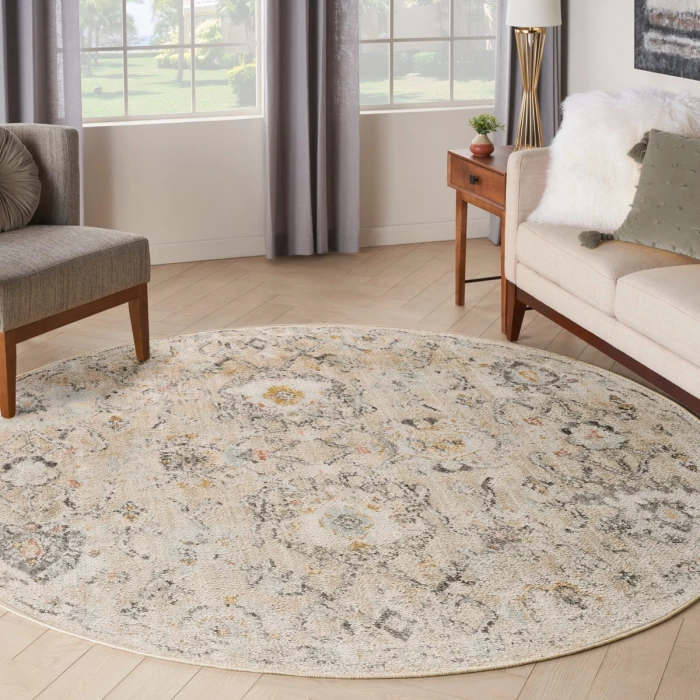 Nourison Oushak Home Cream OUS01 7 ft. 10 in. X Round Rug