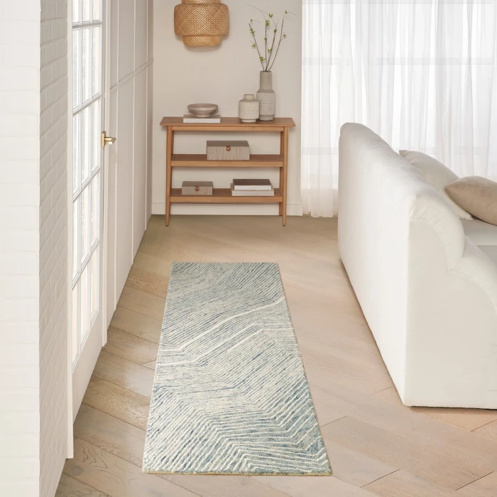 DKNY Pure Angles Ivory Blue ANG01 8 ft. Rect. Rug