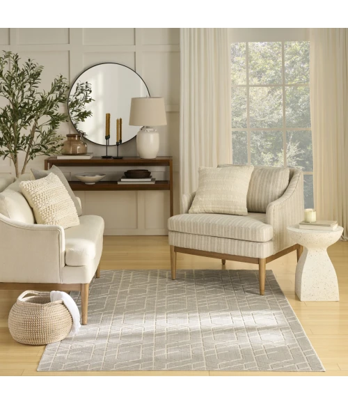 Nourison Home Washable Charm Grey WCH01 5ft. x 7ft. Rect. Rug