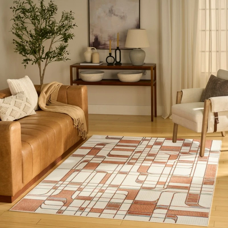 Nourison Nordic Ivory Rust NRC17 4 ft. X 6 ft. Rect. Rug