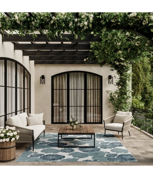 Nourison Garden Oasis Blue GOA04 10 ft. X 14 ft. Rect. Rug