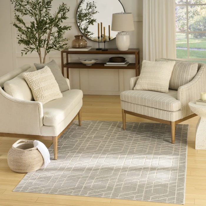 Nourison Home Washable Charm Grey WCH01 5ft. x 7ft. Rect. Rug