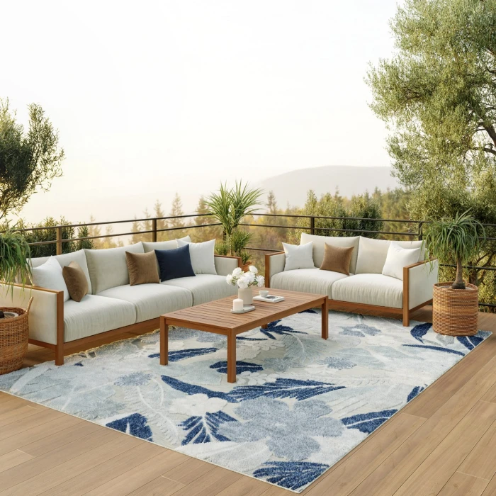Nourison Home Suncoast Blue SNC01 7ft.10in. x 9ft.10in. Rect. Rug