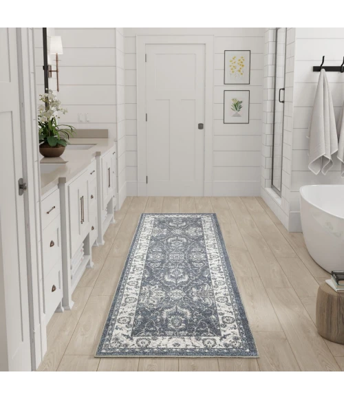 Nourison Astra Machine Washable Slate ASW20 2 ft. 2 in. x 8 ft. Rect. Rug