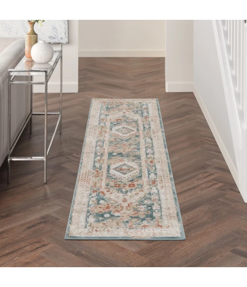 Nourison Thalia Green Ivory THL04 2ft.2in. x 10ft. Rect. Rug